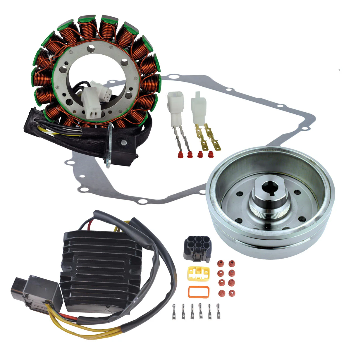Kit Stator + Improved Flywheel + Mosfet Regulator Rectifier + Crankcase Cover Gasket for Suzuki LTA 400 Eiger 2002-2007 - Image 2