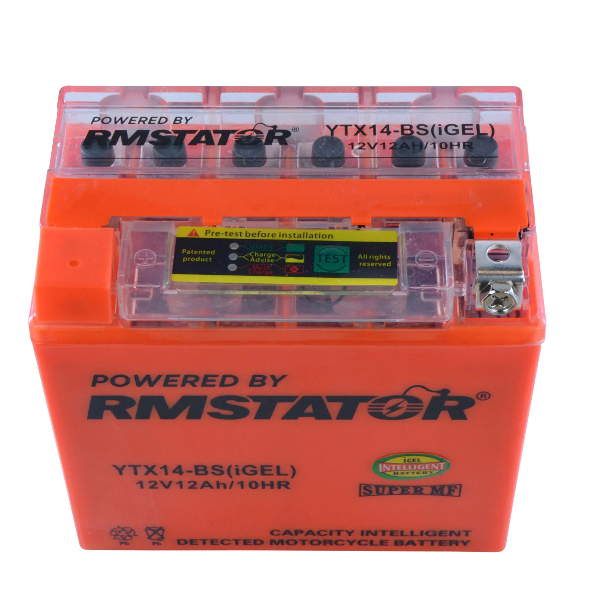 YTX14-BS 12V 12AH 200 CCA Maintenance Free - Sealed AGM Battery – Built-In Voltage Meter for ATV Motorcycles Scooters - Image 4