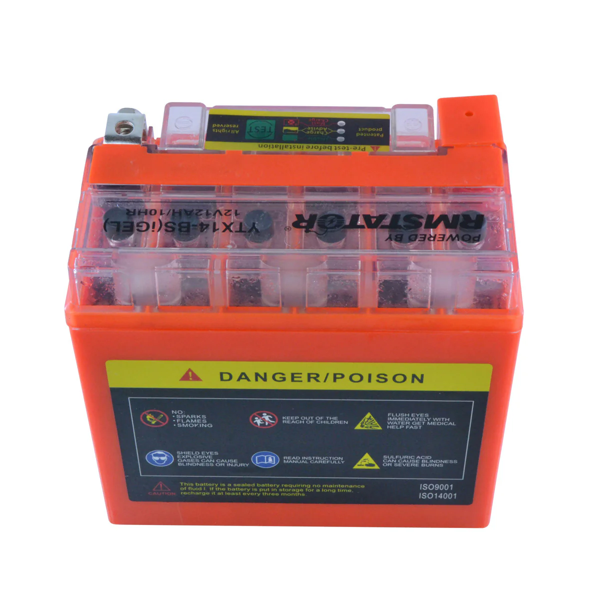YTX14-BS 12V 12AH 200 CCA Maintenance Free - Sealed AGM Battery – Built-In Voltage Meter for ATV Motorcycles Scooters - Image 6