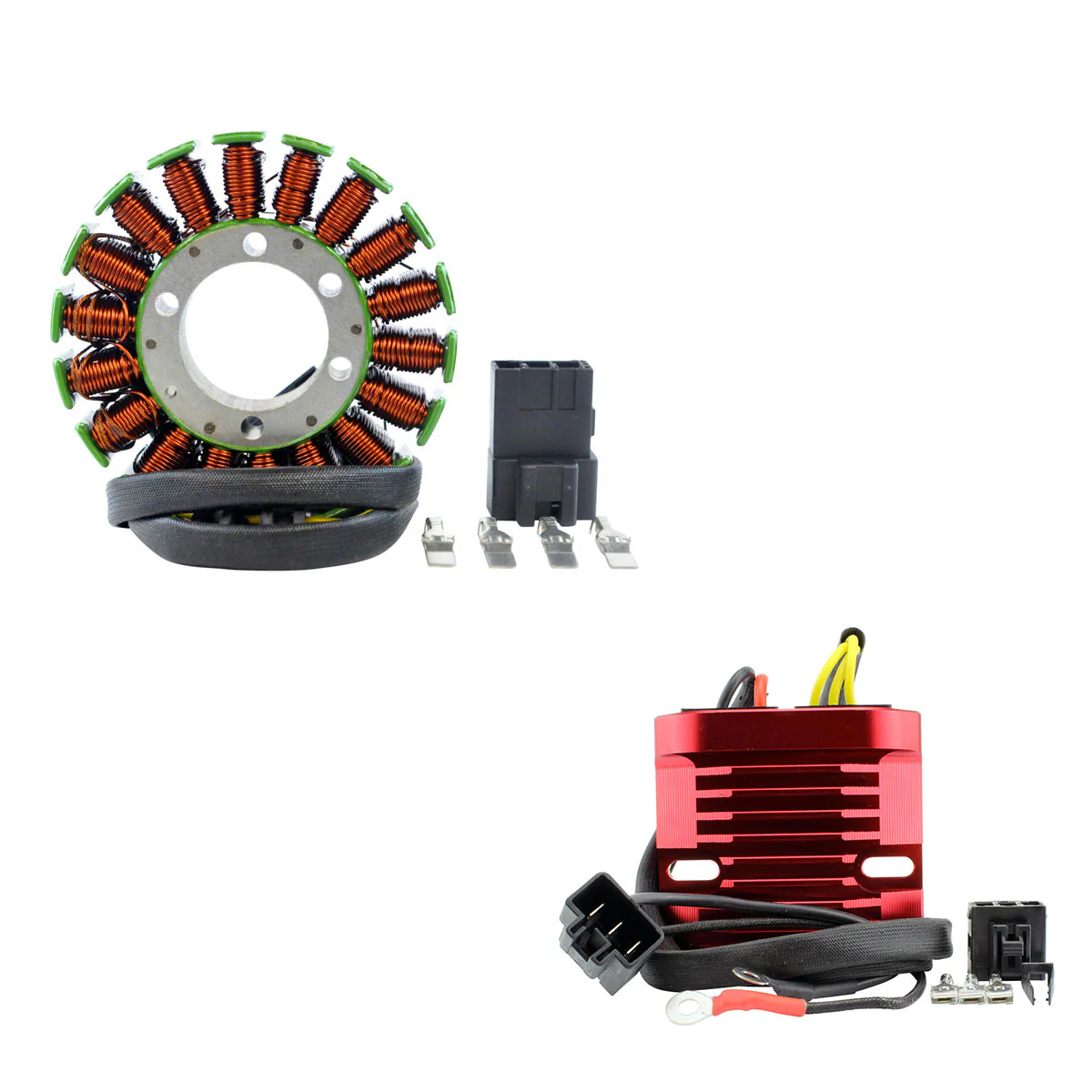 Stator + Aluminum Mosfet Regulator for Honda VFR 800 Interceptor 2002-2009 OEM Repl. # 31120-MCW-D03 31600-MCW-D61 - Image 2